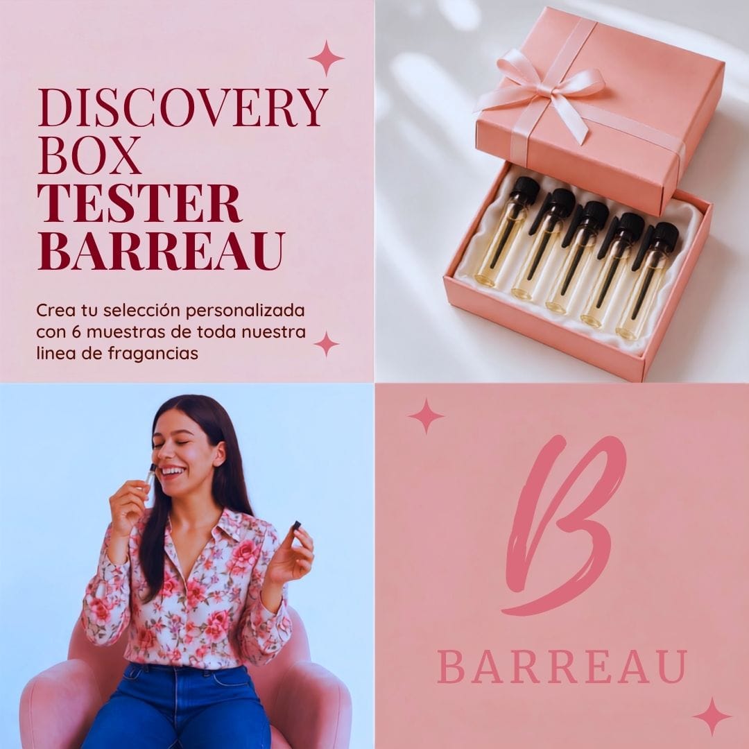 Dbox 1 Discovery Box Tester Barreau, caja rosa con 6 muestras de fragancias